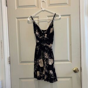 Angie Black and Cream Floral Mini Dress